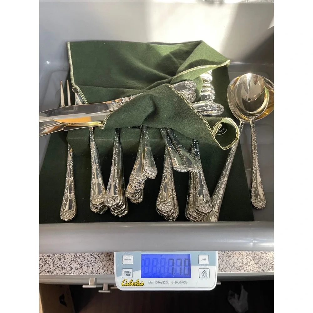 Enchanted Rose International Silver 12 Place Set Silver Plate Floral Excellent
